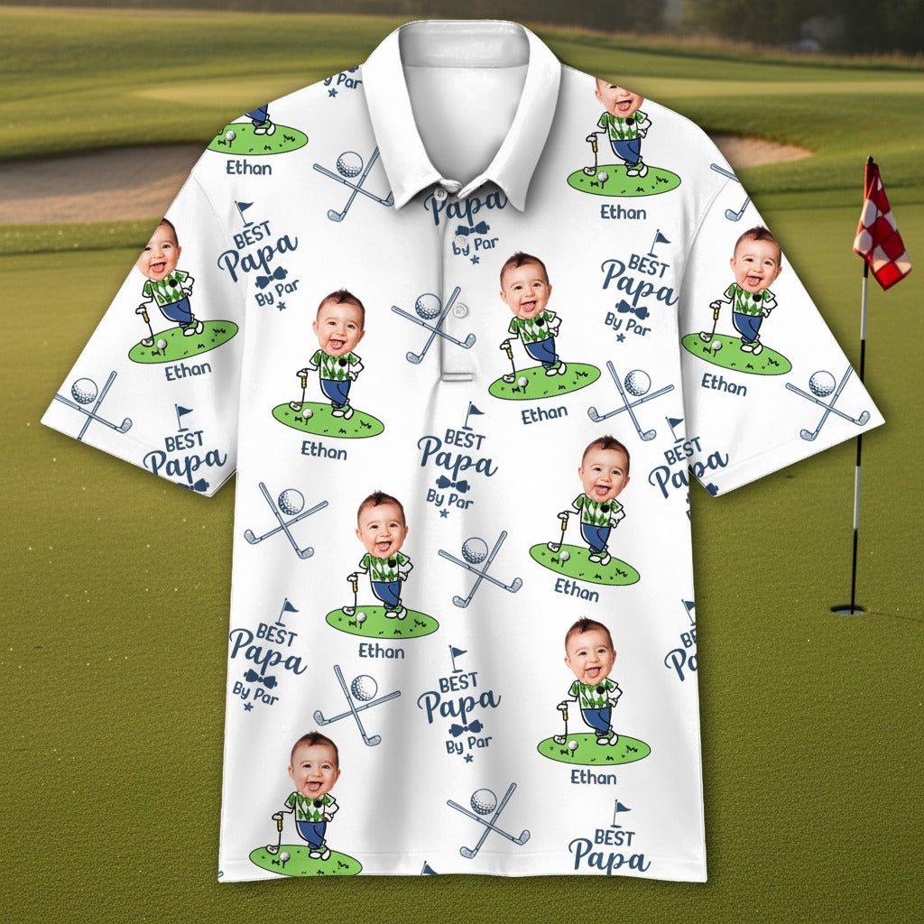 Custom Kid's Photo Best Dad By Par Polo Shirt ZH4HE