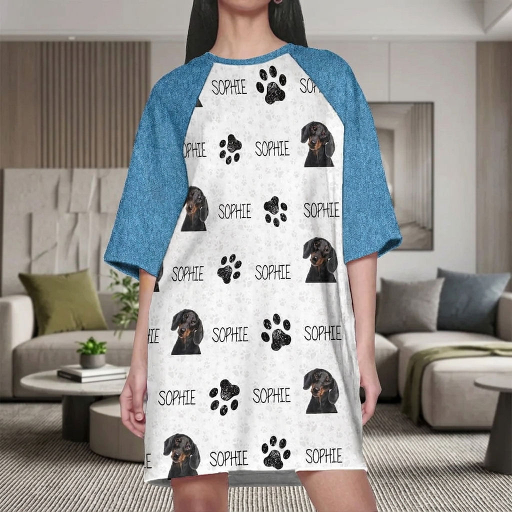 Custom Photo, Clipart For Dog Lover Dog Raglan Nightgown T368 HN590