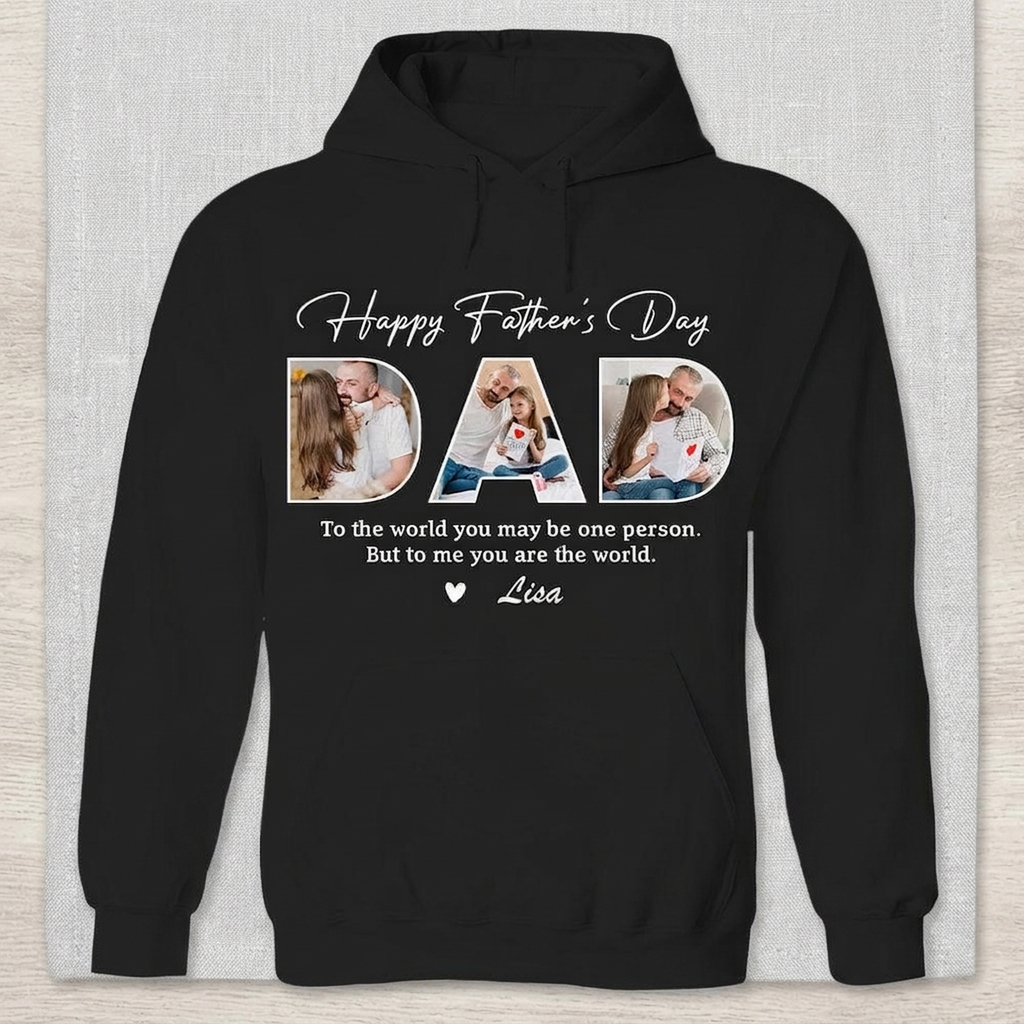 Custom Photo Happy Father's Day To Me You Are The World Dark Shirt K228 889012