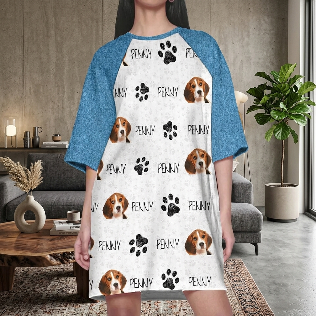Custom Photo, Clipart For Dog Lover Dog Raglan Nightgown T368 HN590
