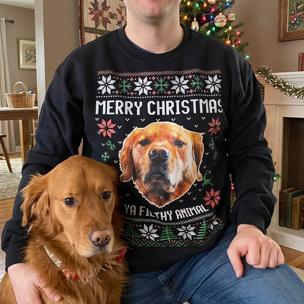Custom Photo Ya Filthy Animal Dog Cat Sweatshirt, Dog Lover Sweater Christmas TA29 889811