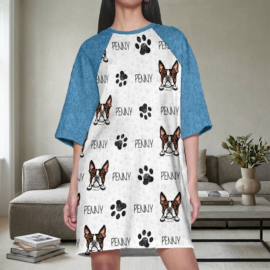 Custom Photo, Clipart For Dog Lover Dog Raglan Nightgown T368 HN590