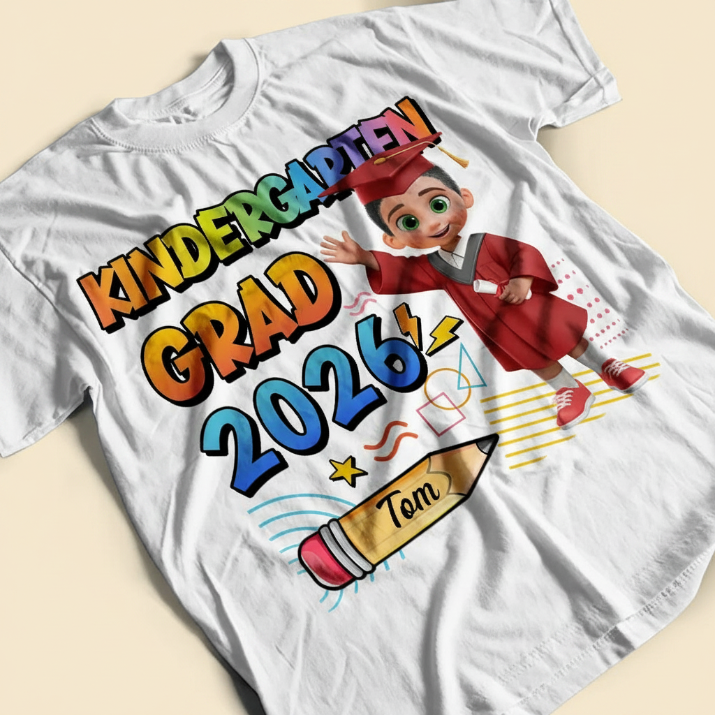 Preschool Kindergarten Graduation - Personalized T Shirt ZUDP5 - Close up view