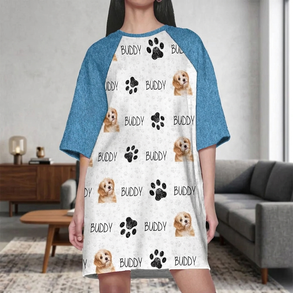 Custom Photo, Clipart For Dog Lover Dog Raglan Nightgown T368 HN590