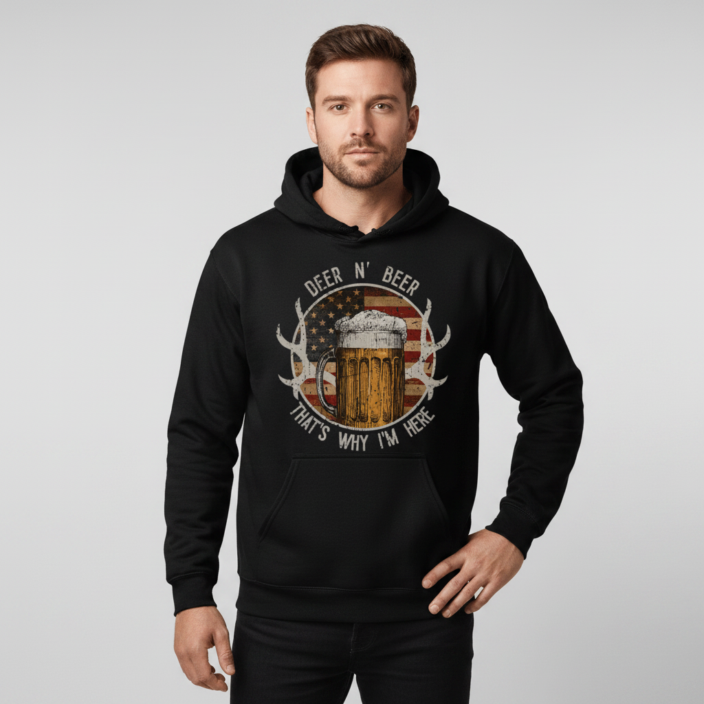 Custom Photo Hoodie Deer N Beer - main