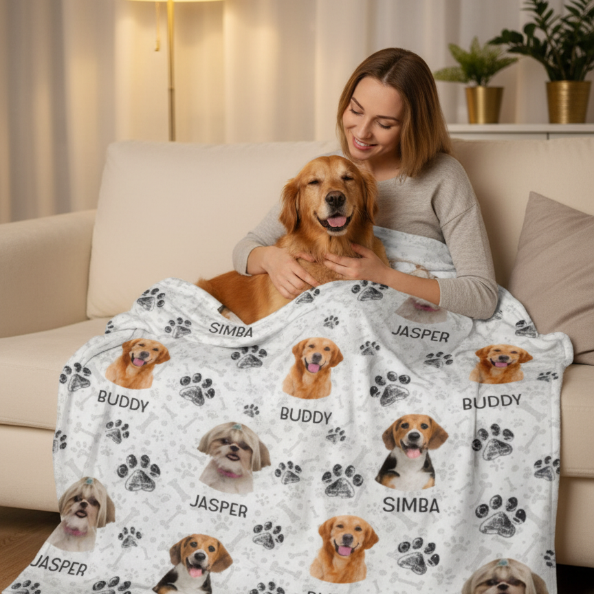 Custom Pet Snuggle Pets Face Soft Fleece Blanket — Gift for Pet Lovers QCHKE