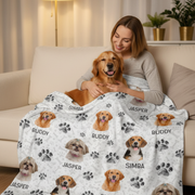 Custom Pet Snuggle Pets Face Soft Fleece Blanket — Gift for Pet Lovers QCHKE