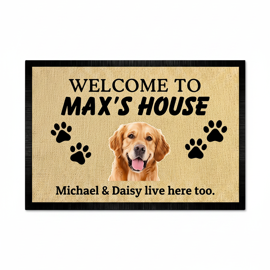 Custom Pet Welcome Guests Pets Face Doormat — Gift for Pet Lovers SRNXN