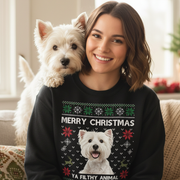 Custom Dog Face Merry Christmas Crewneck Sweatshirt — Custom Gift EEQQT