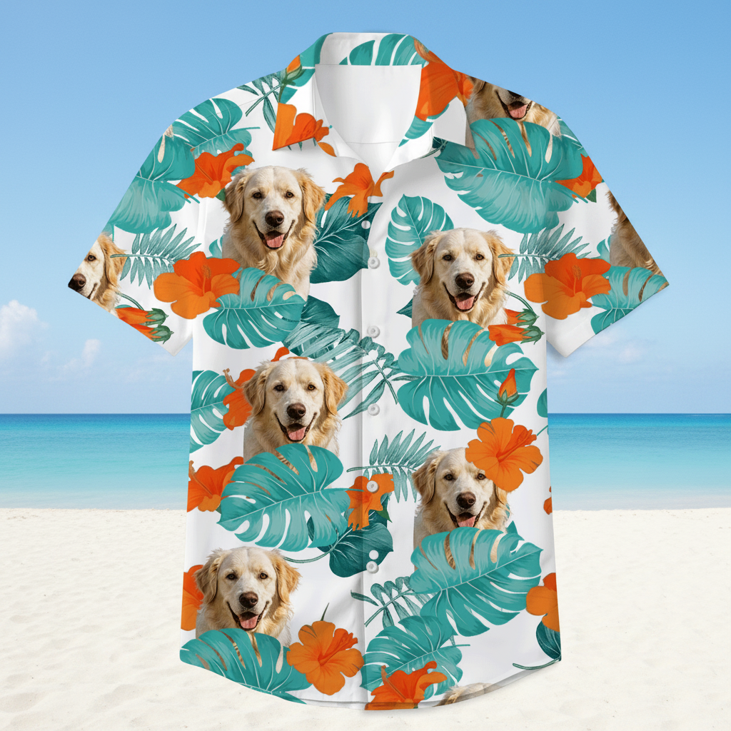 Custom Funny Family Pet Face Dog Cat Hawaiian Shirt — Family Gift AWHTG
