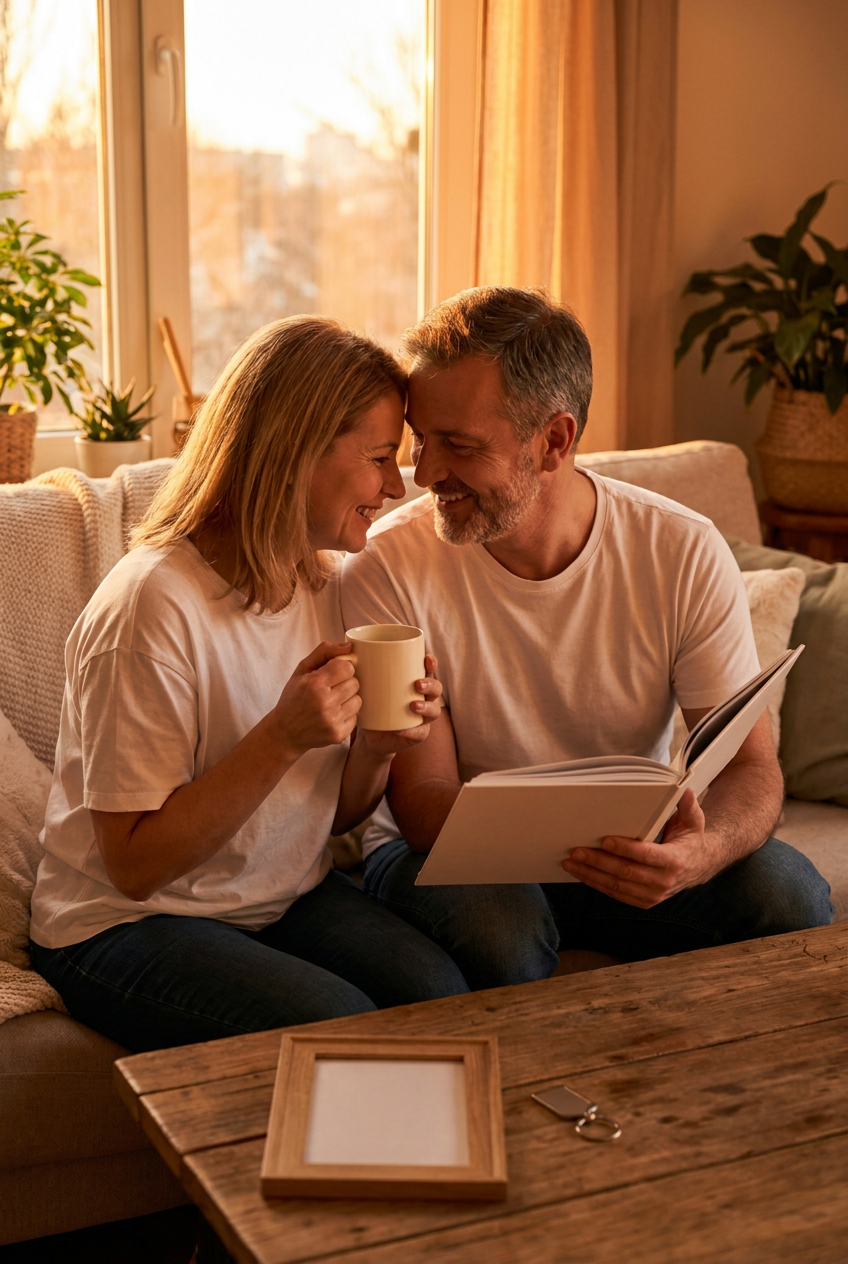 Couple romantic gift giving
