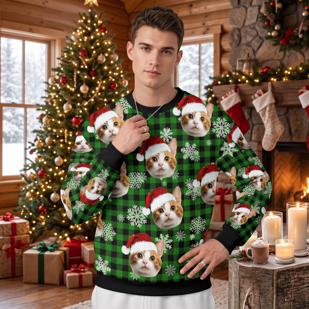 Funny Cat Face Ugly Christmas Sweater Gift 8QJ7W