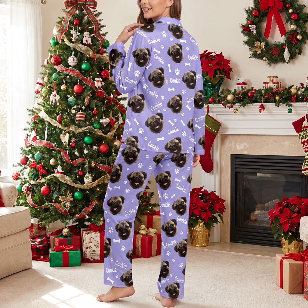 Custom Photo Upload Dog Pajamas with Paw Prints & Bones C9QJ7