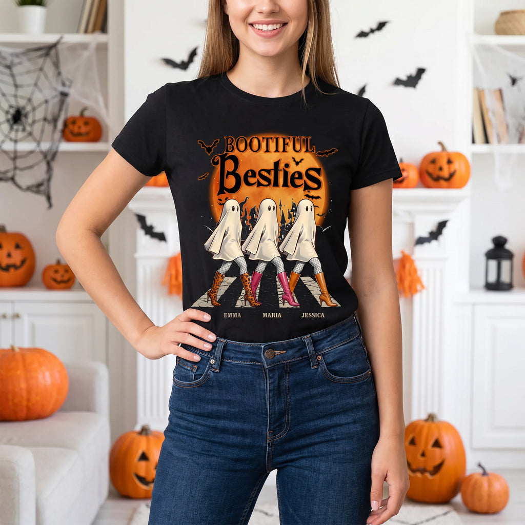 Custom Personalized Bootiful Besties T-Shirt with Halloween Ghosts 2WX8V