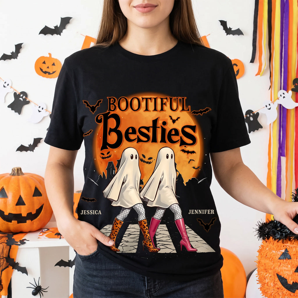 Custom Personalized Bootiful Besties T-Shirt with Halloween Ghosts 2WX8V