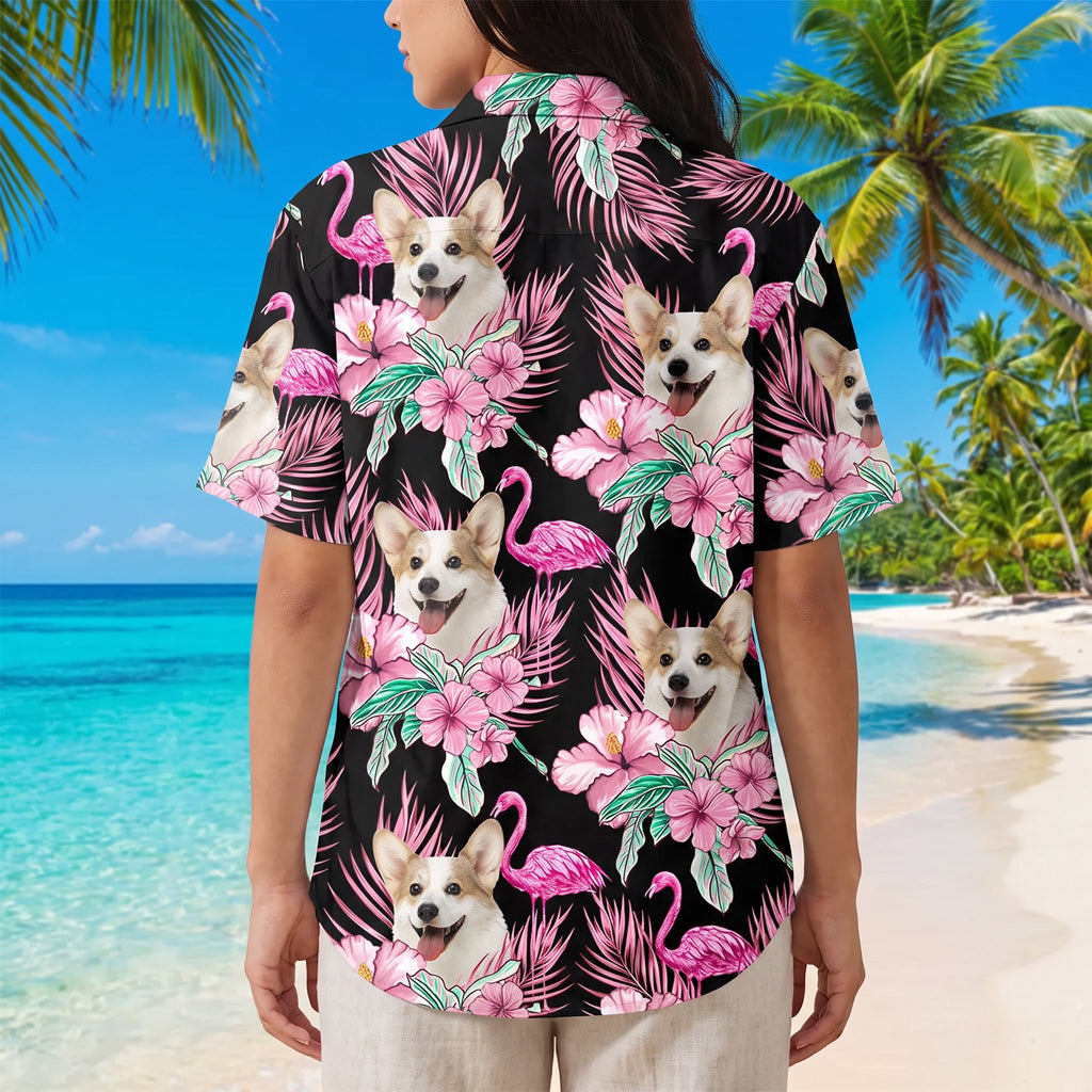 Custom Funny Photo Dog Flamingo Hawaii Shirt HA75 PKH37