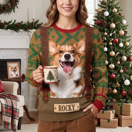 Custom Dog Photo Frozen Christmas Ugly Sweater For Dog Lovers DP3PF