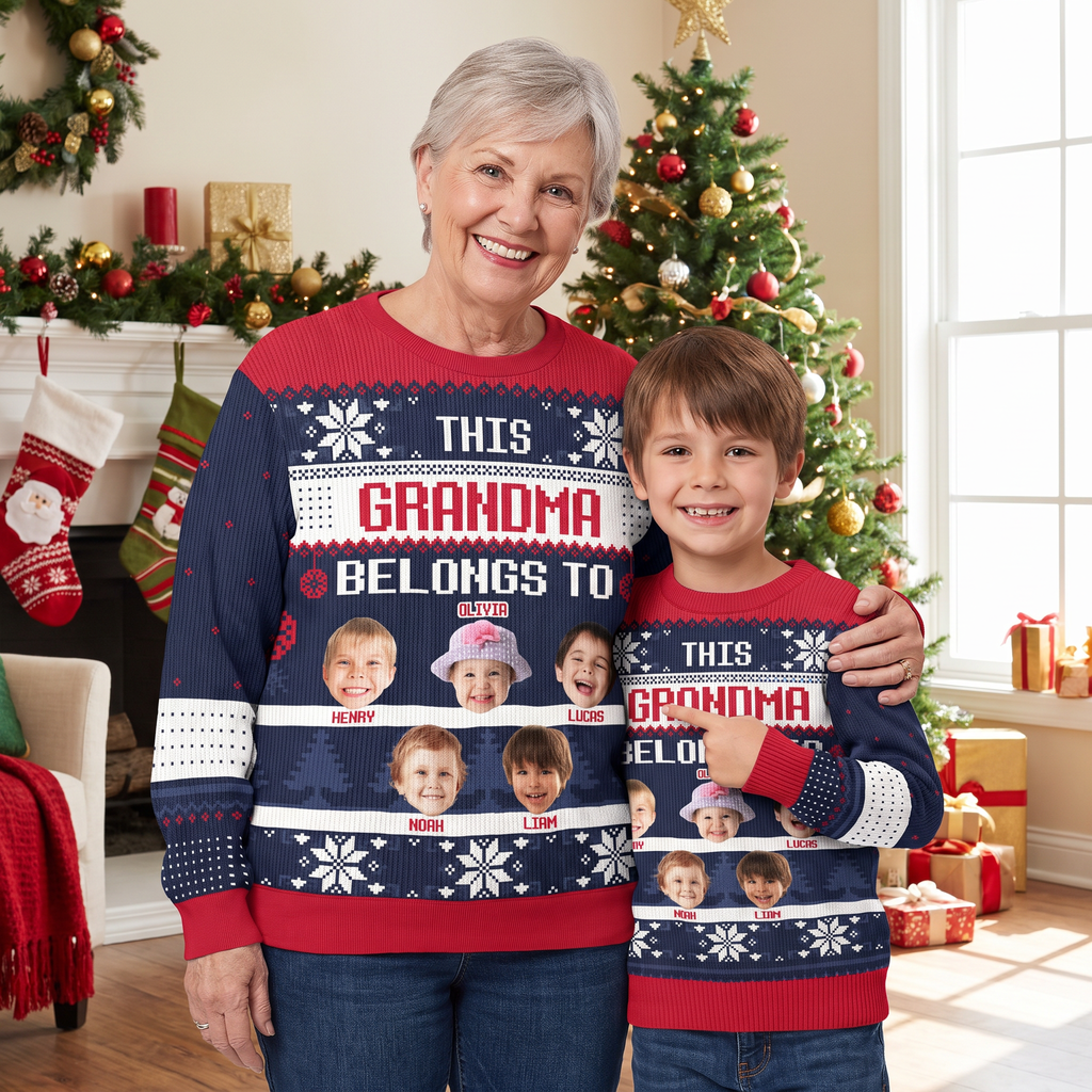 Custom Photo Upload Sweater This Grandma Belongs To - Grandma F6NY5