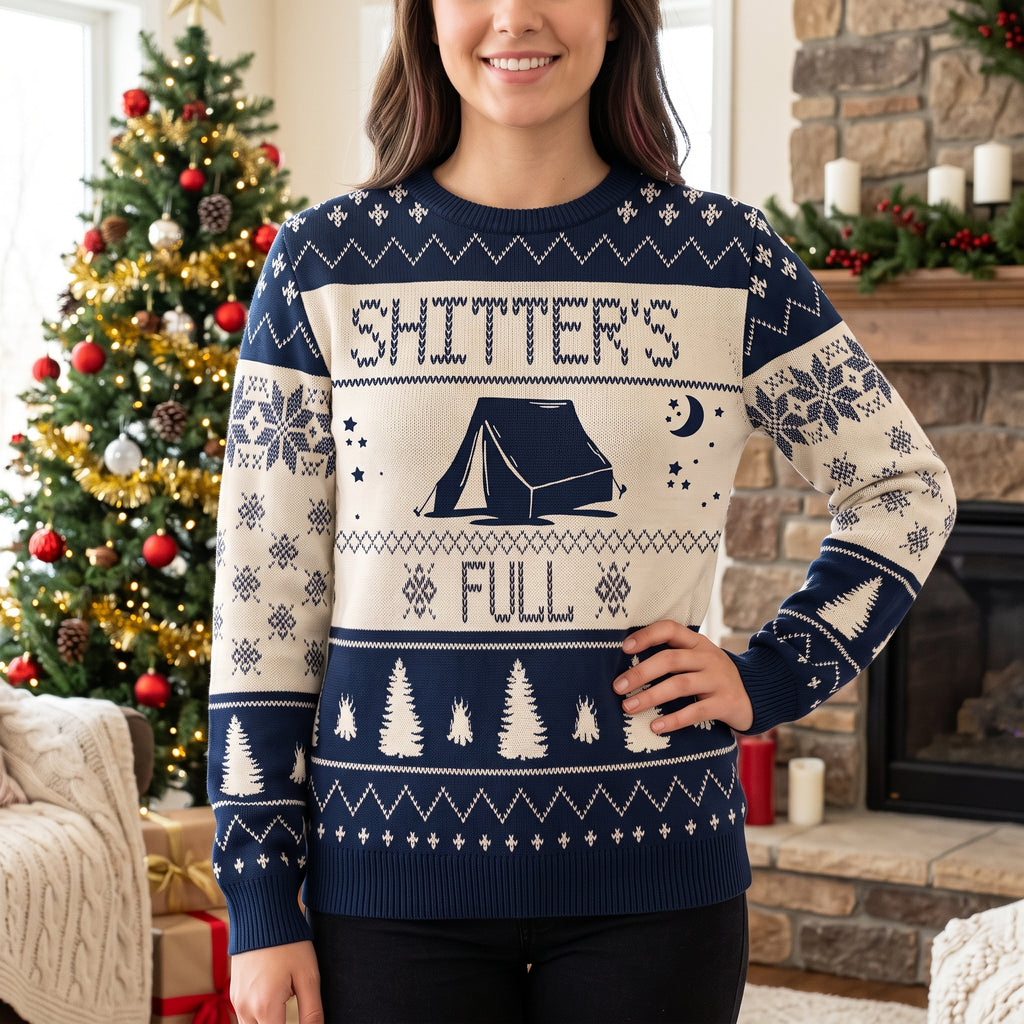 Custom Photo Upload Camping RV Shitters Full Ugly Christmas Sweater HN590