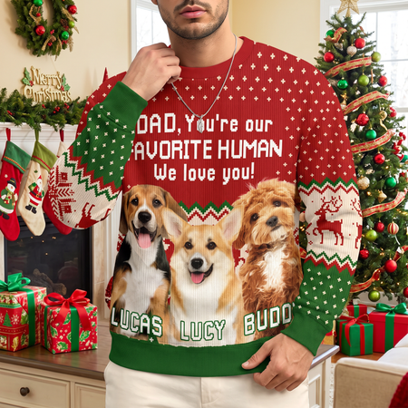 Custom Photo Upload Sweater MOM You're my FAVORITE HUMAN I woof you FP56J