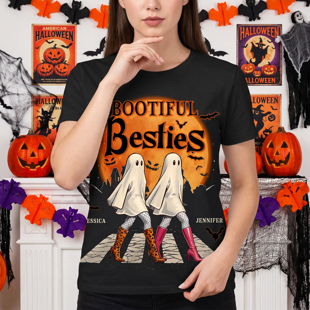 Custom Personalized Bootiful Besties T-Shirt with Halloween Ghosts 2WX8V