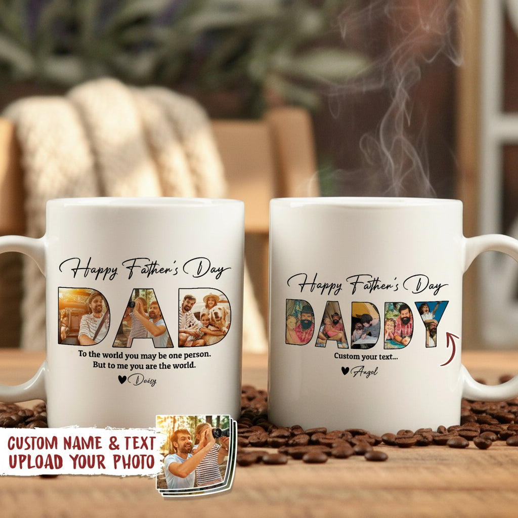 Custom Photo Happy Fathers Day Family Mug