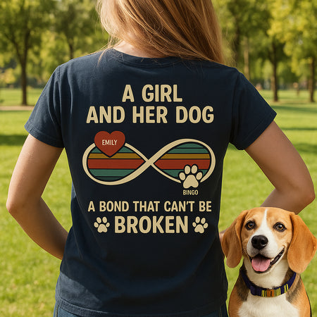 Custom Photo A Girl And Her Dog Backside T-Shirt - Gift for Dog Lovers 5GQ9W