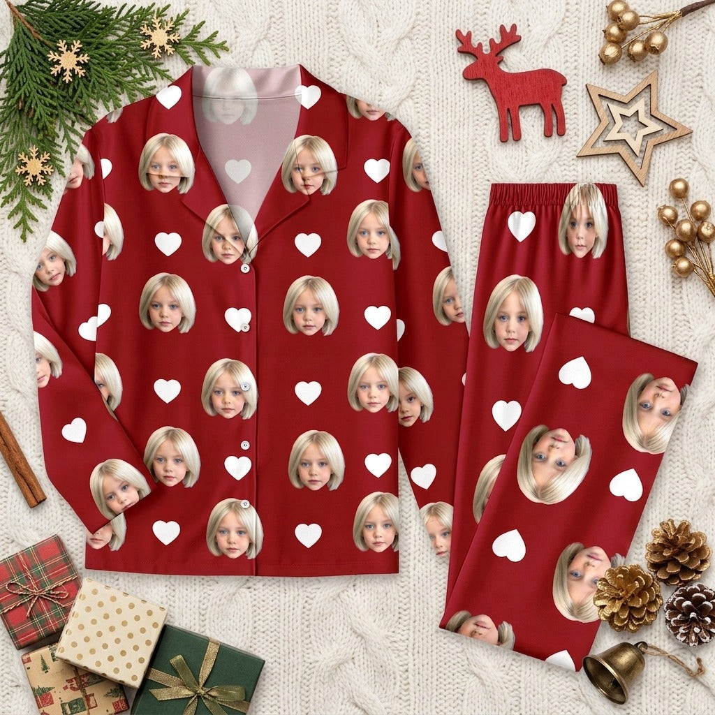 Custom Photo Face And Heart Icon Pajamas