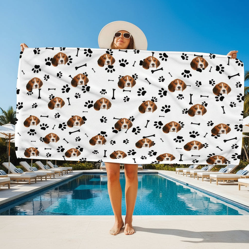 Custom Dog Photo With Icon Decoration Beach Towel TA29 88891