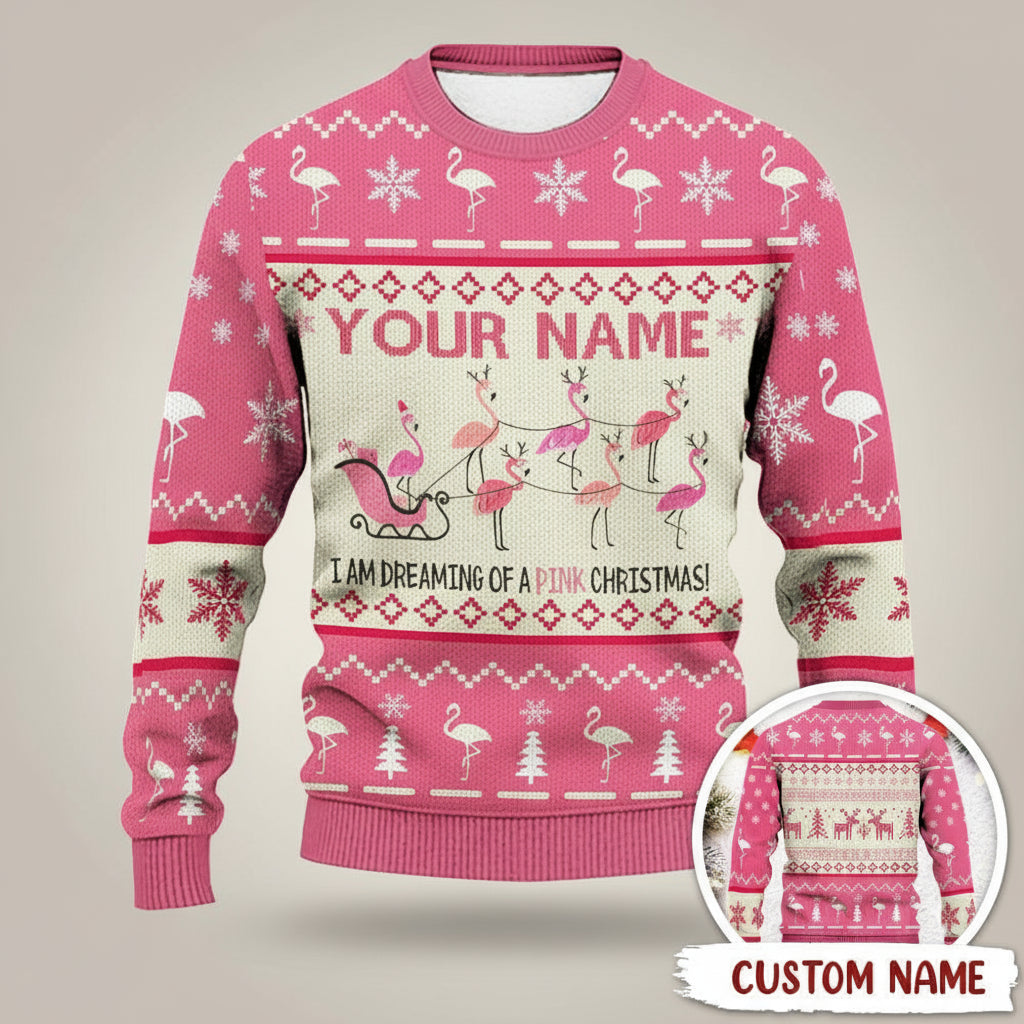 I Am Dreaming Of Pink Christmas Holiday AOP Ugly Sweater T28