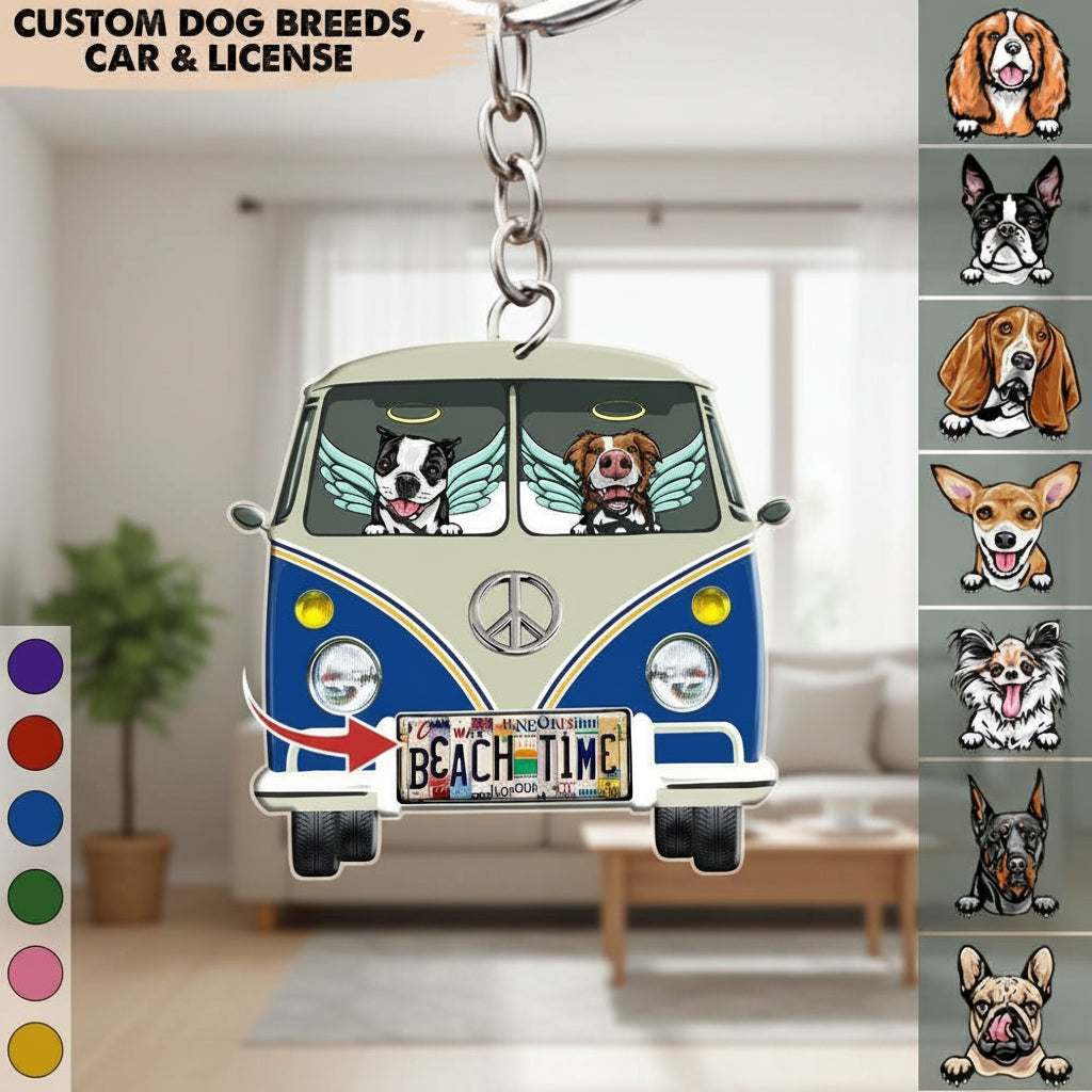 License Plate Hippie Vintage Van Loss Dog Camping Acrylic Ke