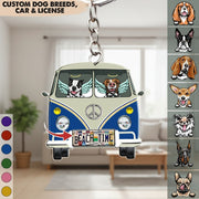 License Plate Hippie Vintage Van Loss Dog Camping Acrylic Ke