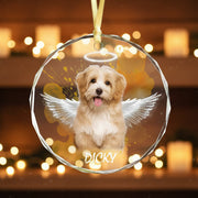 Custom Photo Angel Dog with Wings Memorial Glass Ornament HA