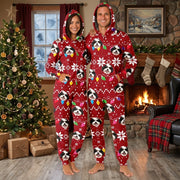 Custom Dog Face Funny Christmas Lights Onesie Pajamas
