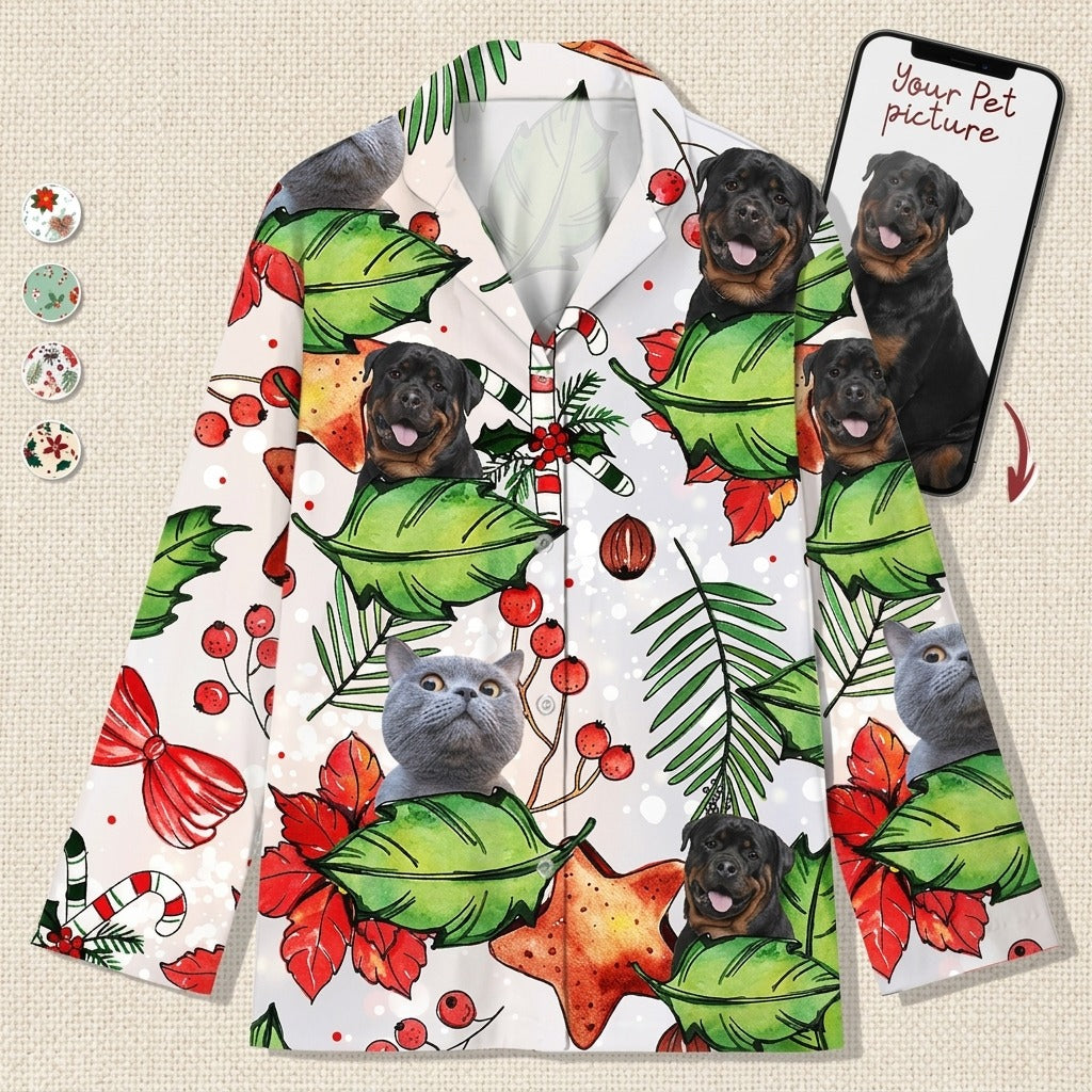 Custom Photo Christmas Dog Cat Pajamas