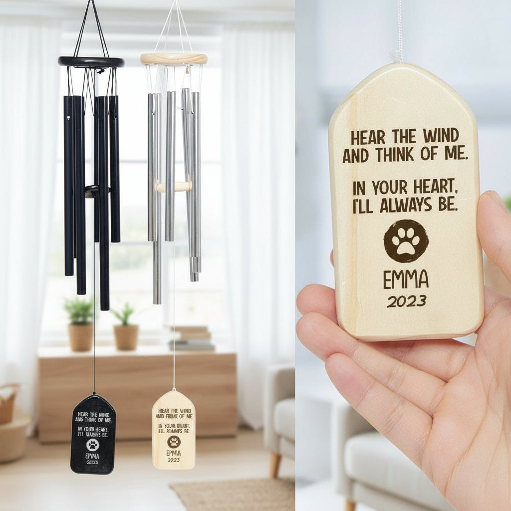 Hear The Wind And Think Of Me Dog Cat Memorial Wind Chimes P