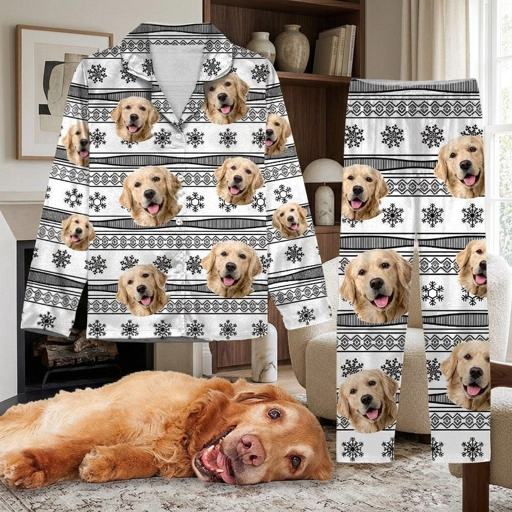 Custom Dog Photo With Aboriginal Pattern For Family Pajamas