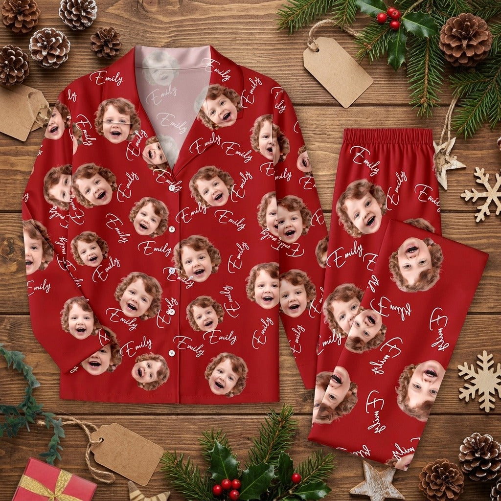 Custom Face and Name Family Matching Couple Pajamas
