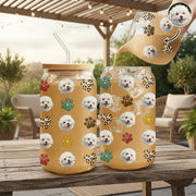 Custom Dog Cat Pet Photo Glass Can With Lid Gift for Pet Lovers