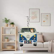 License Plate Hippie Camping Vintage Van Cat Acrylic Keychai