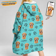 Custom Photo Dog Cat Paws Paint Hoodie Blanket N304
