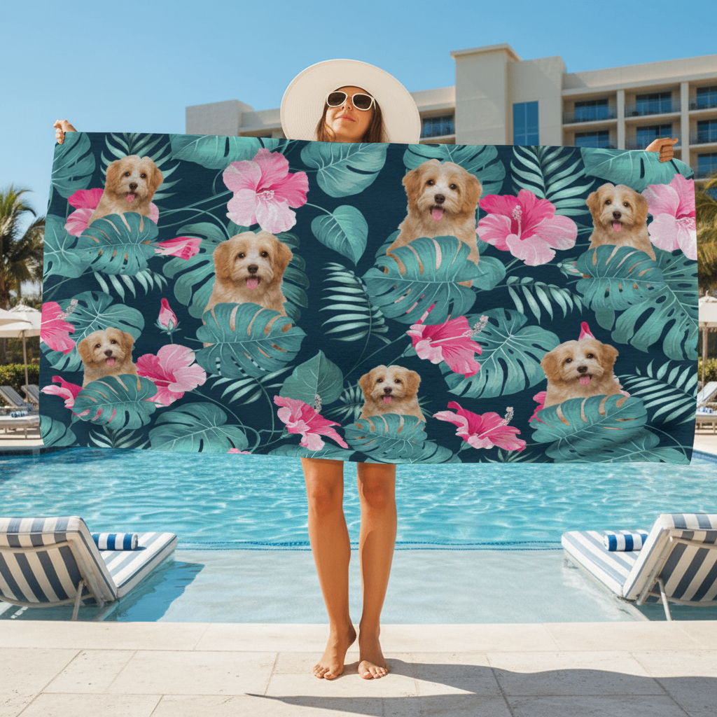 Custom Photo Dog Beach Towel TA29