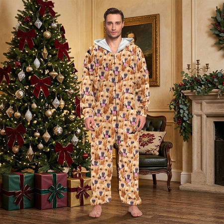 Custom Funny Dog Cat Face Onesie Pajamas — Gift for Pet Lovers VEEN2