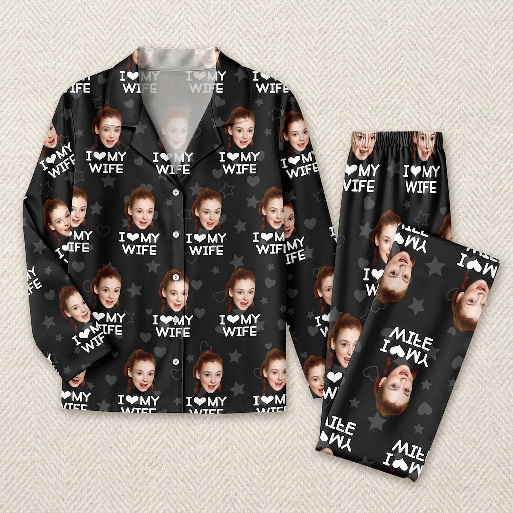 Custom Photo I Love My Girlfriend Boyfriend Pajamas Valentines Gift For Him Her Husband Wife