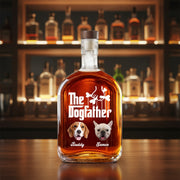 Custom Dog Photo The DogFather Whiskey Bottle For Dog Dad