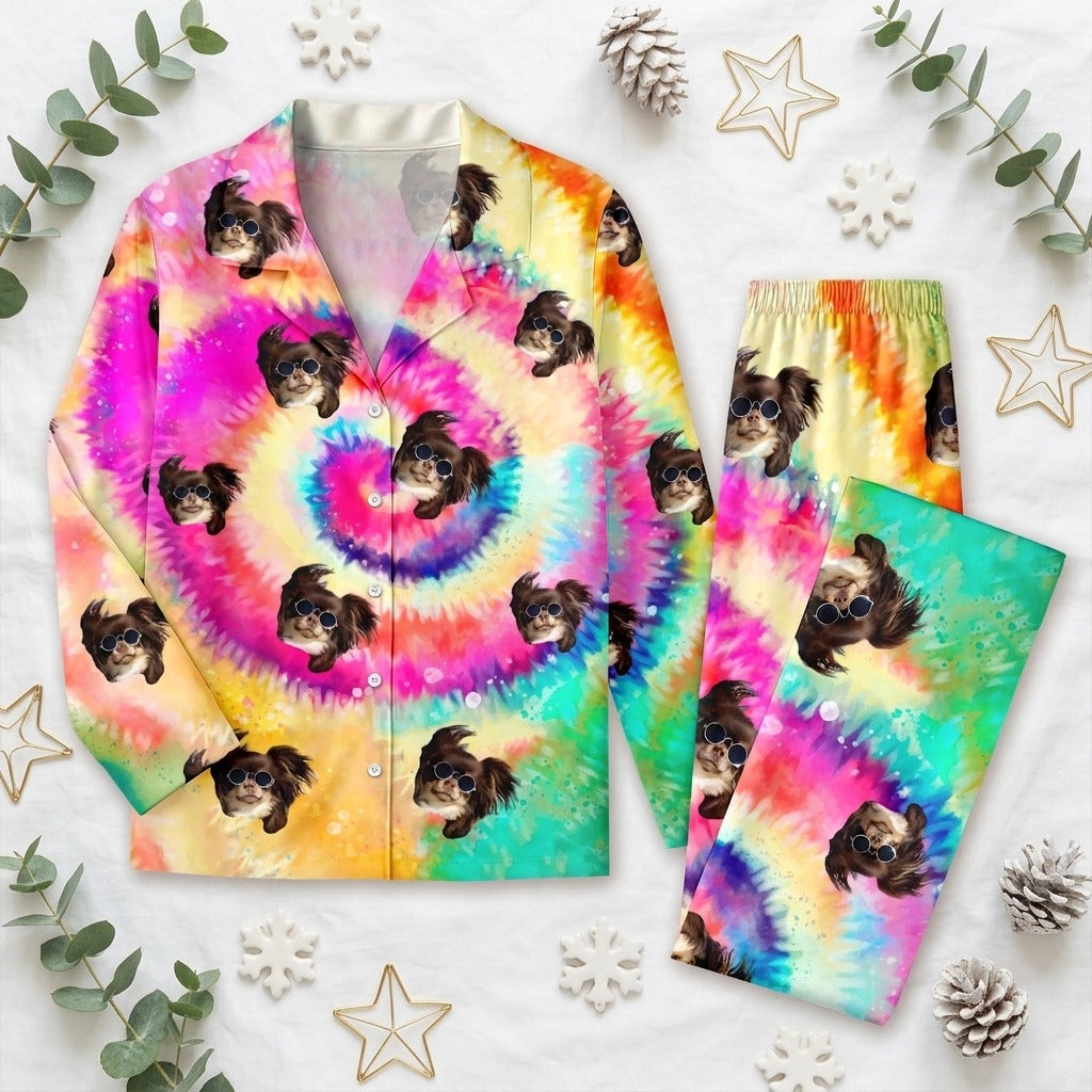 Custom Photo Tie Dye Background Dog Pajamas