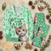 Custom Cat Name Life Is Better With Cats 3D Effect Pajamas