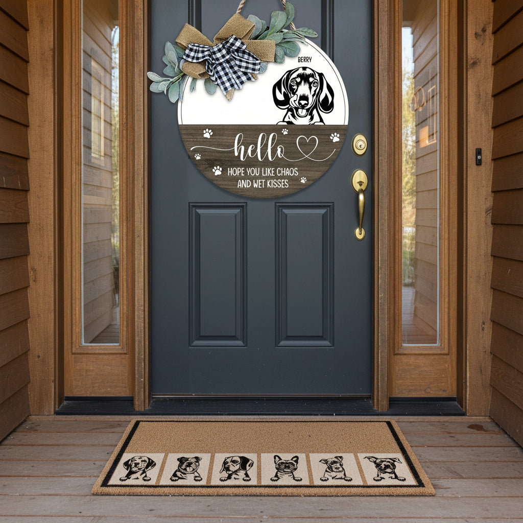 Hope You Like Chaos And Wet Kisses Dog Wooden Door Sign With