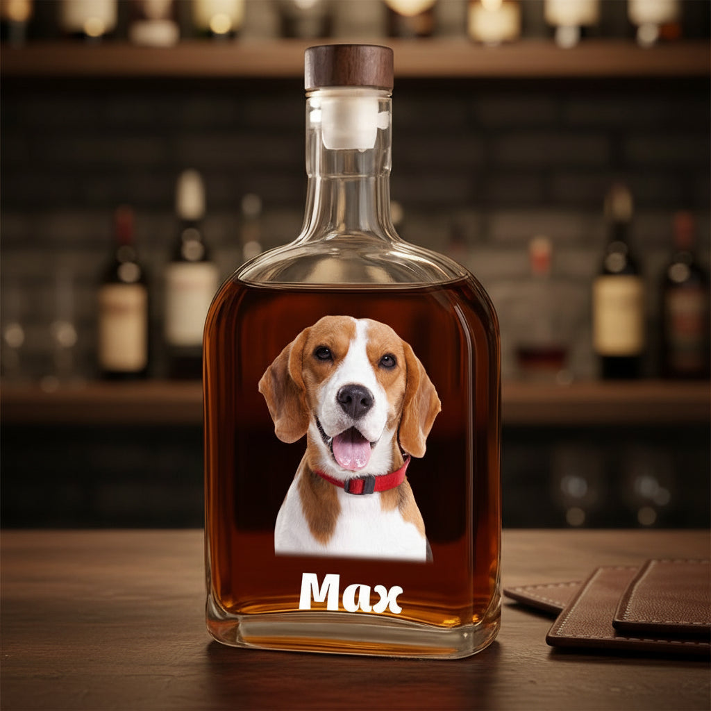 Custom Dog Photo Whiskey Bottle For Dog Lovers