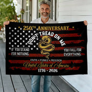 USA 250th Anniversary House Flag – Don't Tread On Me Patriotic Design